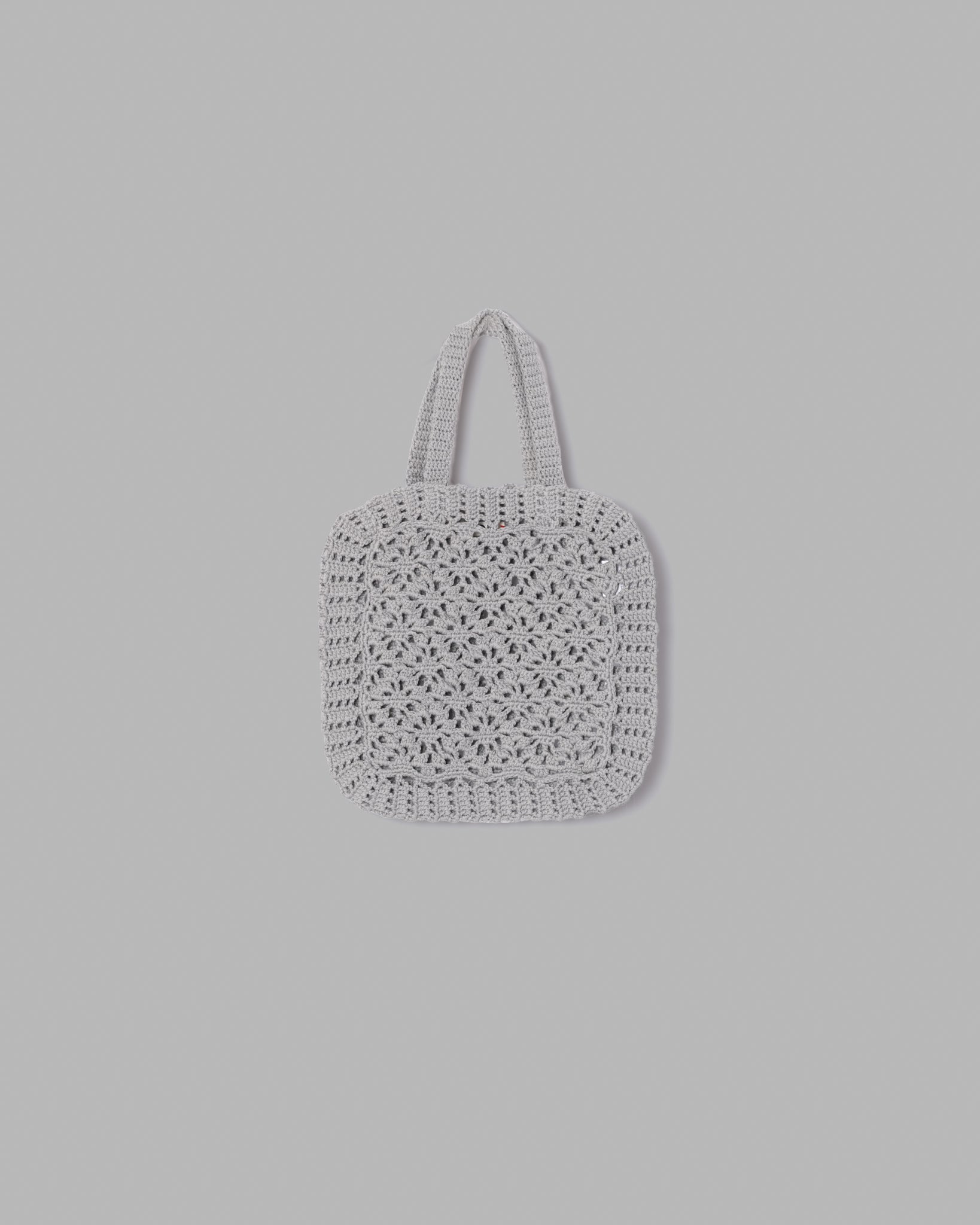 CROCHET HAND KNIT TOTE BAG GREY