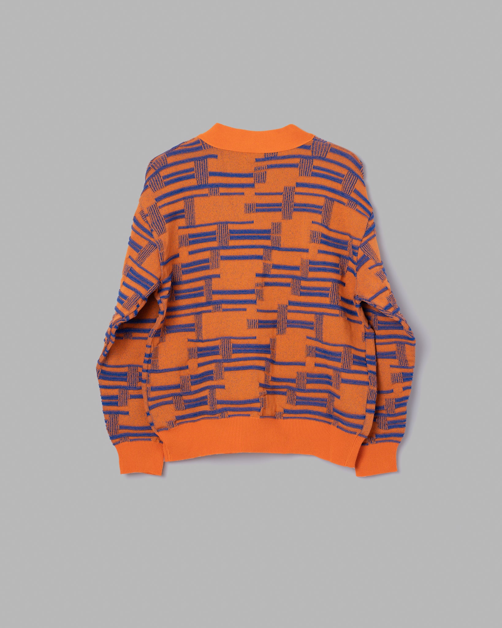 DEFORMATION BORDER KNIT CARDIGAN - ORANGE/BLUE