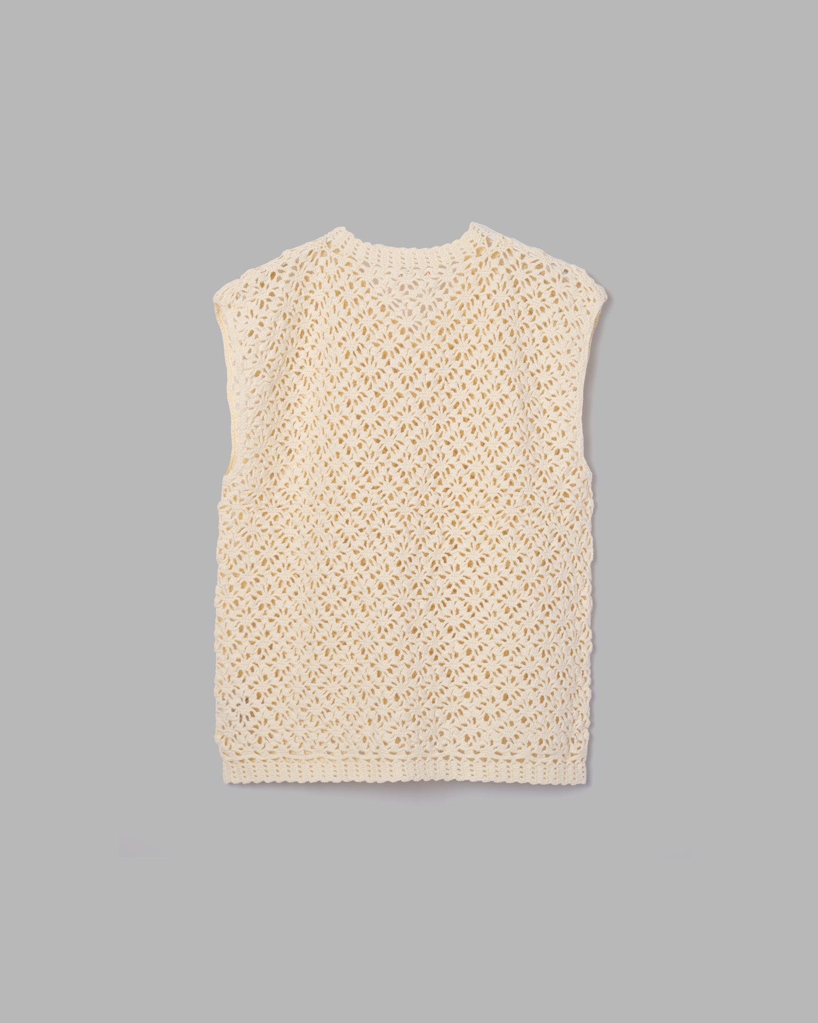 Crochet Hand Knit Vest -Off White