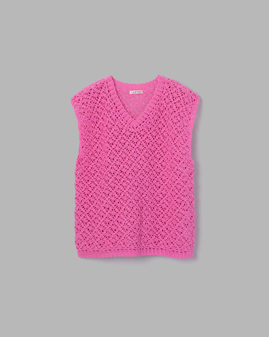 23SS】MASU LACY BANDANA KNIT VEST - PINK-