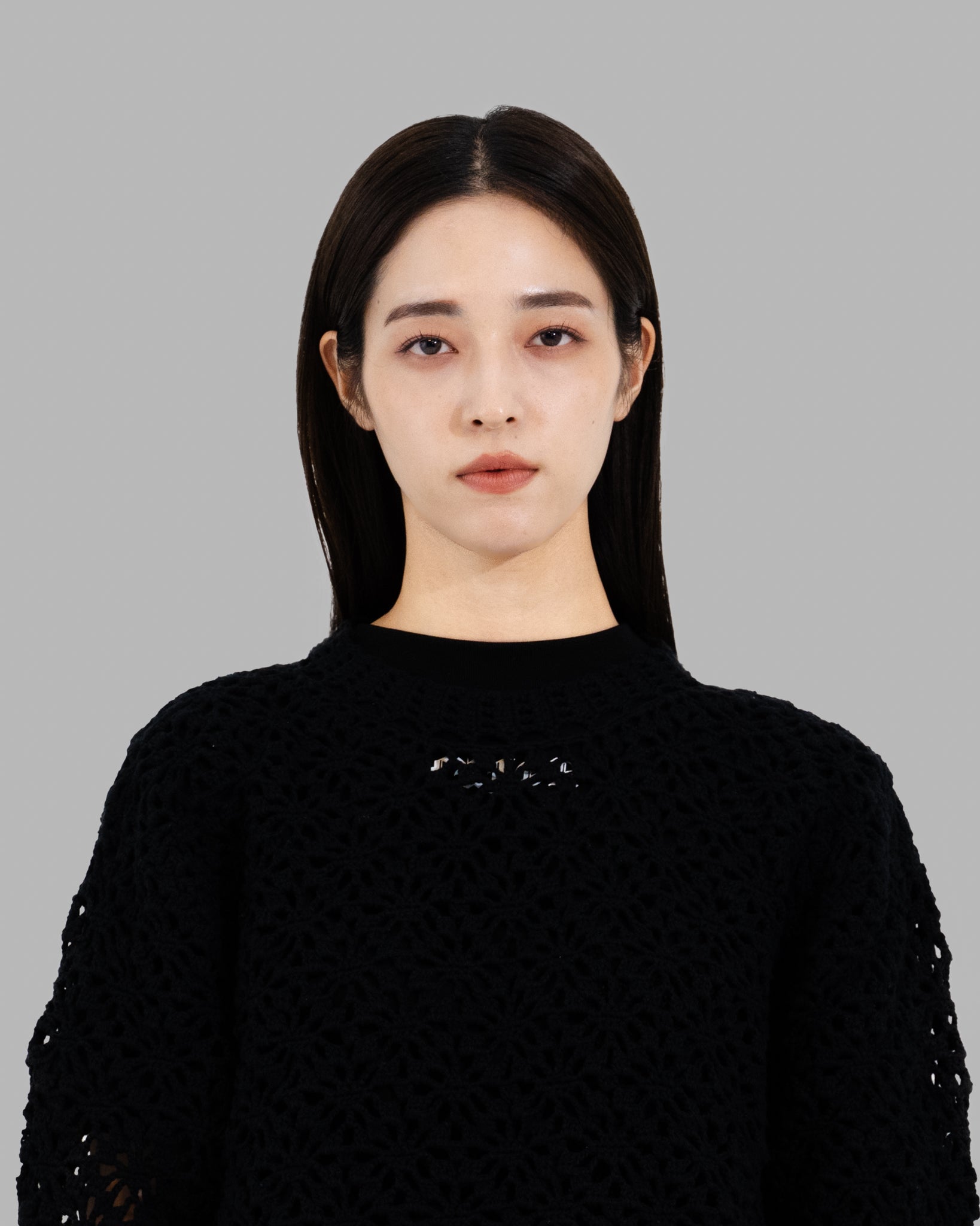 Suéter de jabón de punto de tejido de crochet -negro