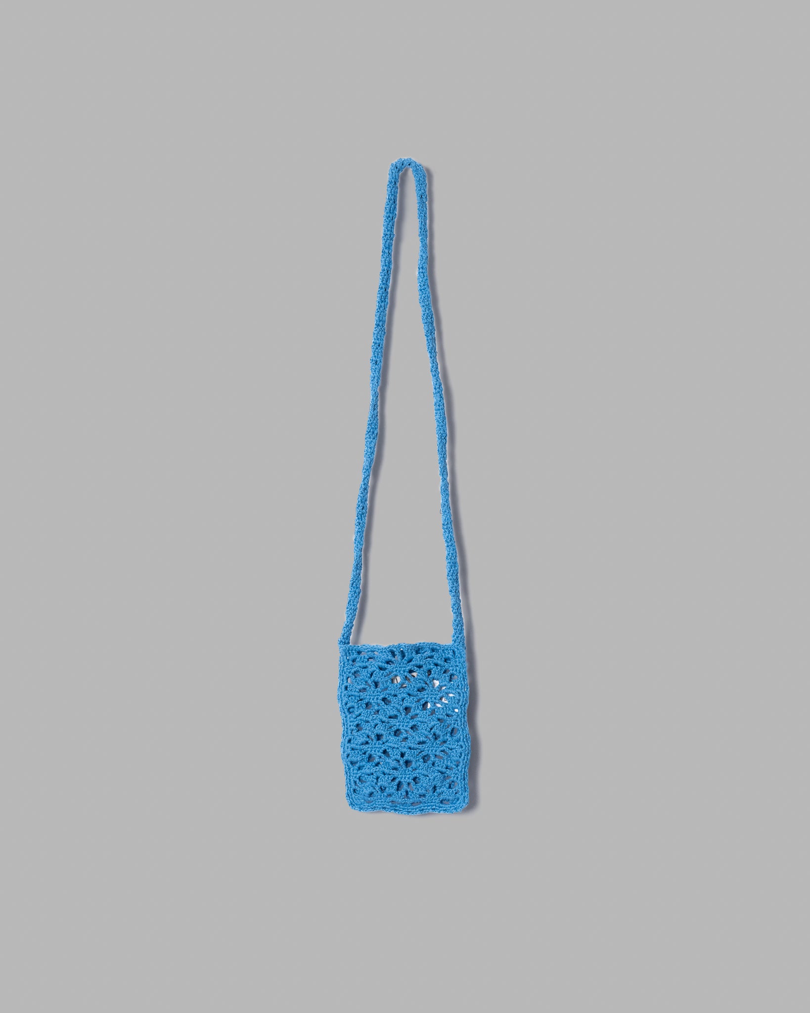 Mini bolso de punto de tejido de crochet --Azure