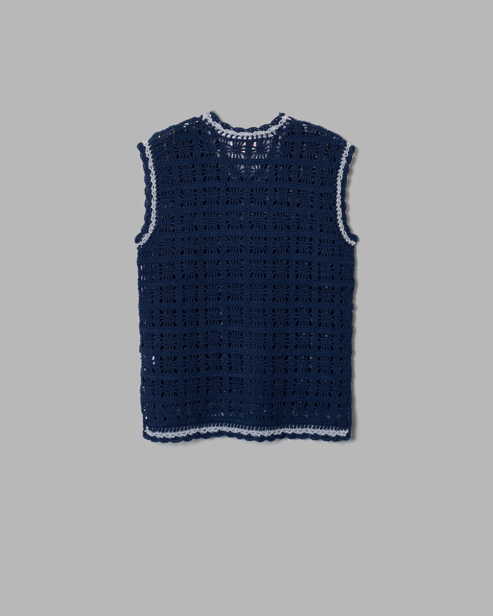 CROCHET HAND KNIT VEST - NAVY