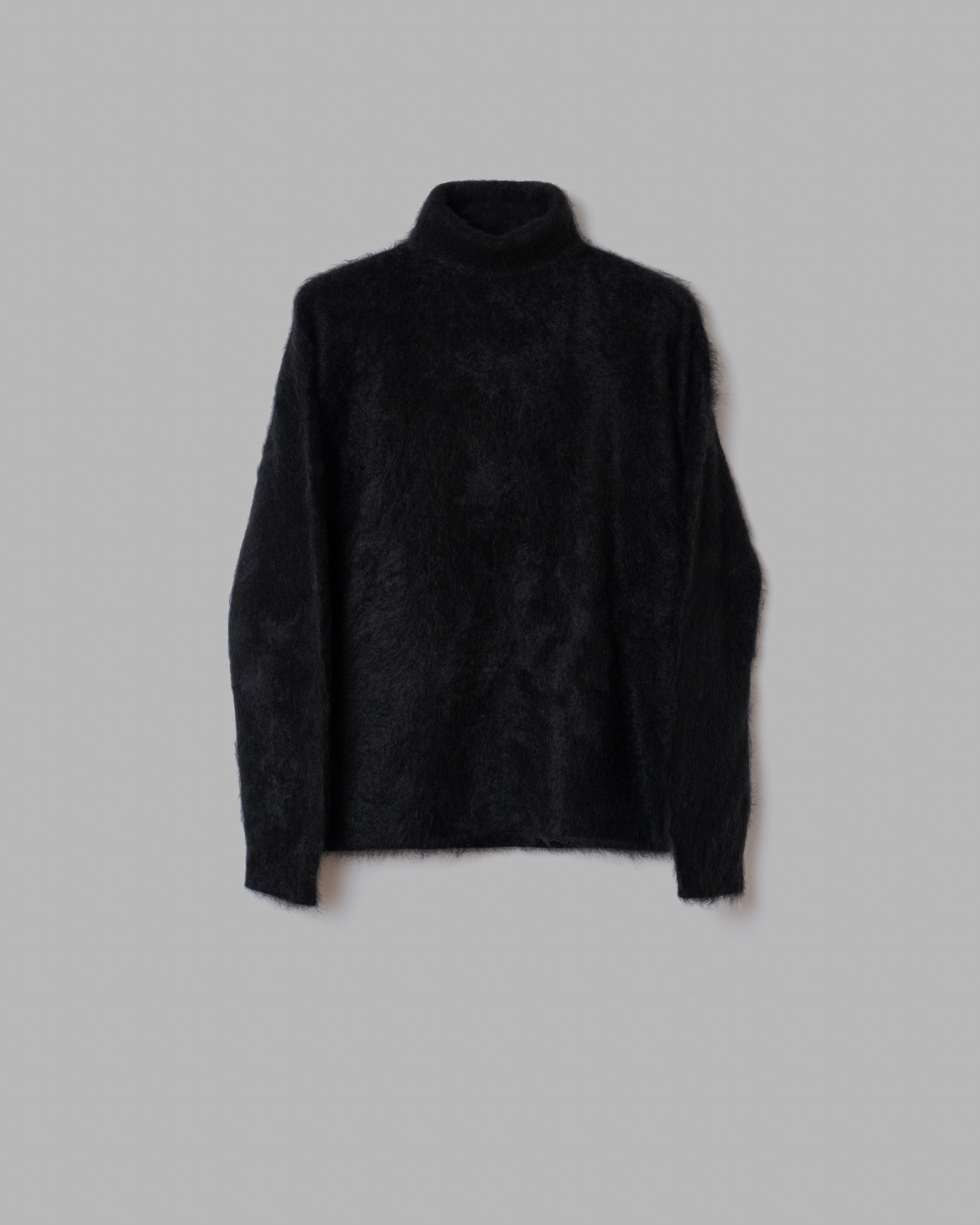 FUR CASHMERE TURTLE NECK KNIT - BLACK