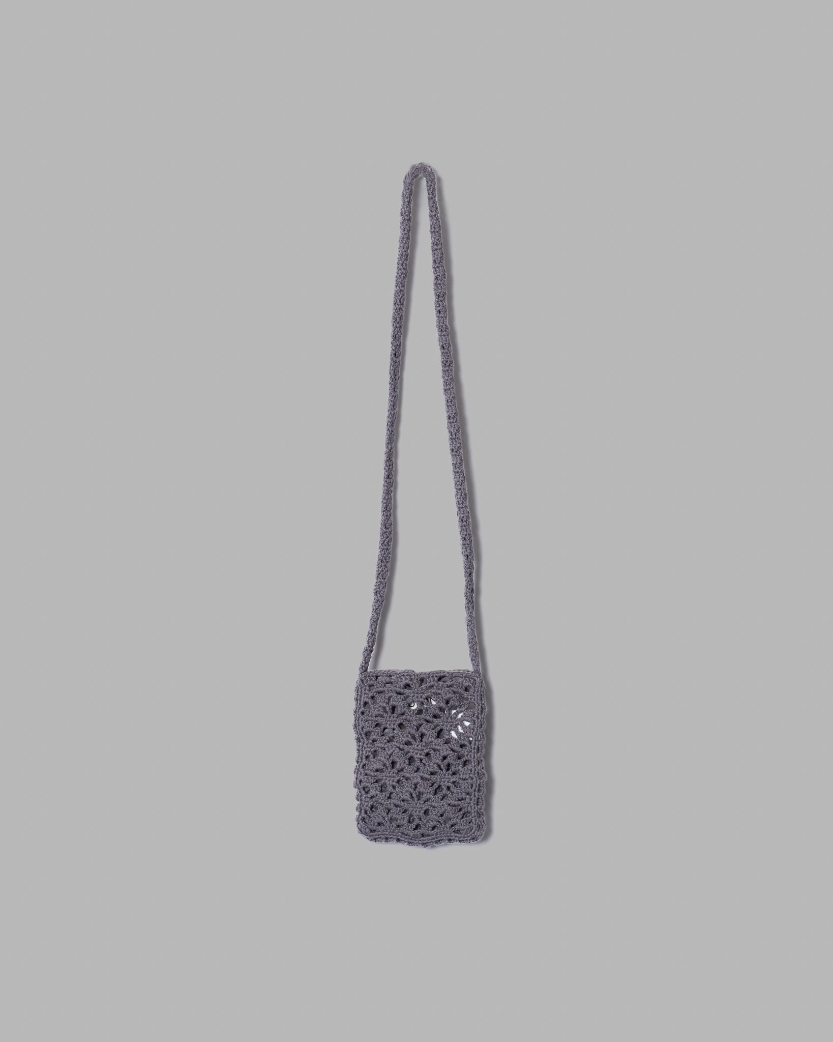 CROCHET HAND KNIT MINI BAG - CHARCOAL