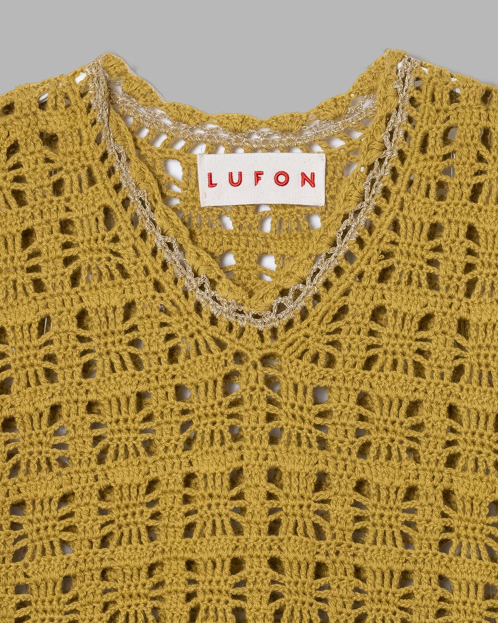 Crochet Hand Knit Vest -Mustard