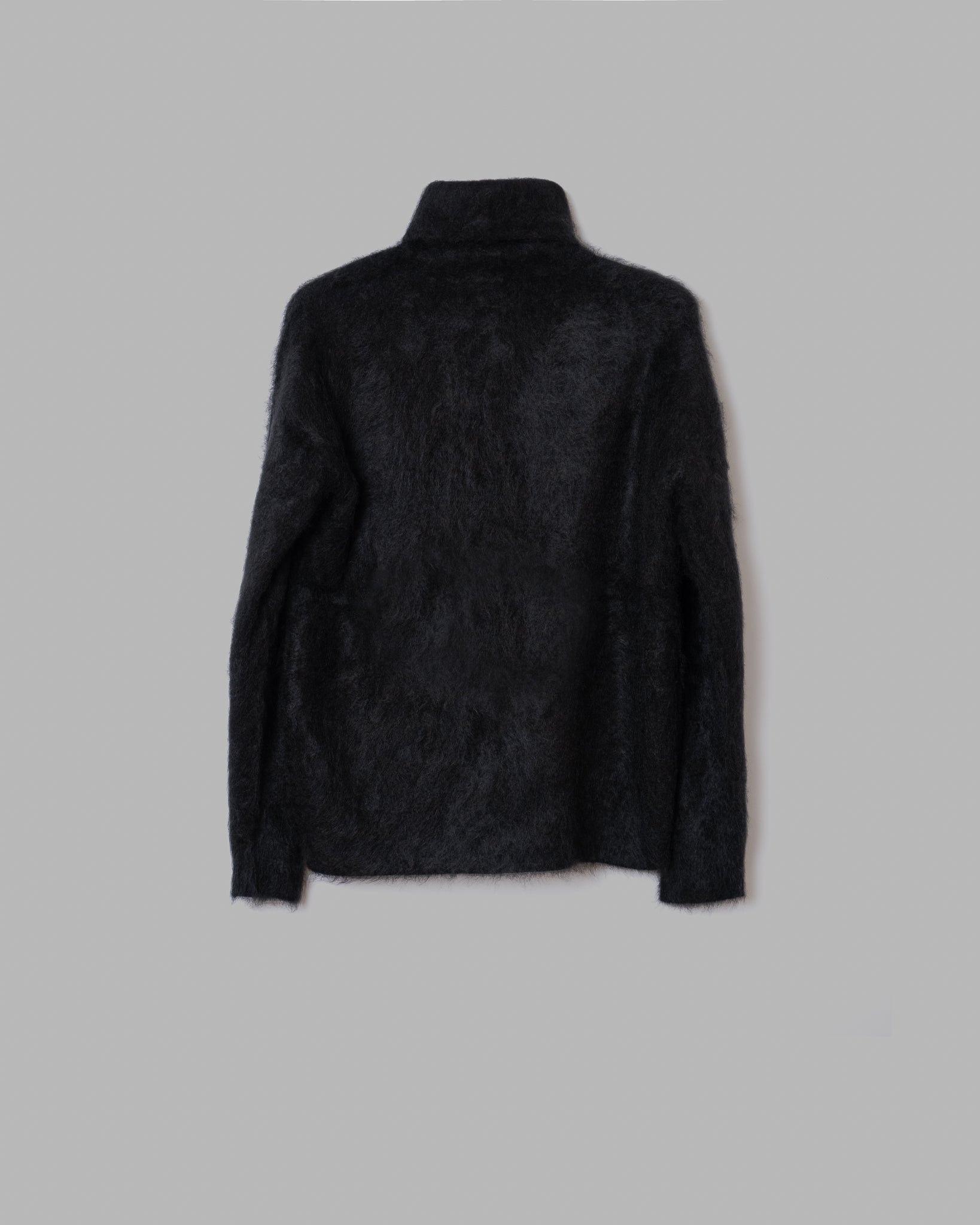 FUR CASHMERE TURTLE NECK KNIT - BLACK