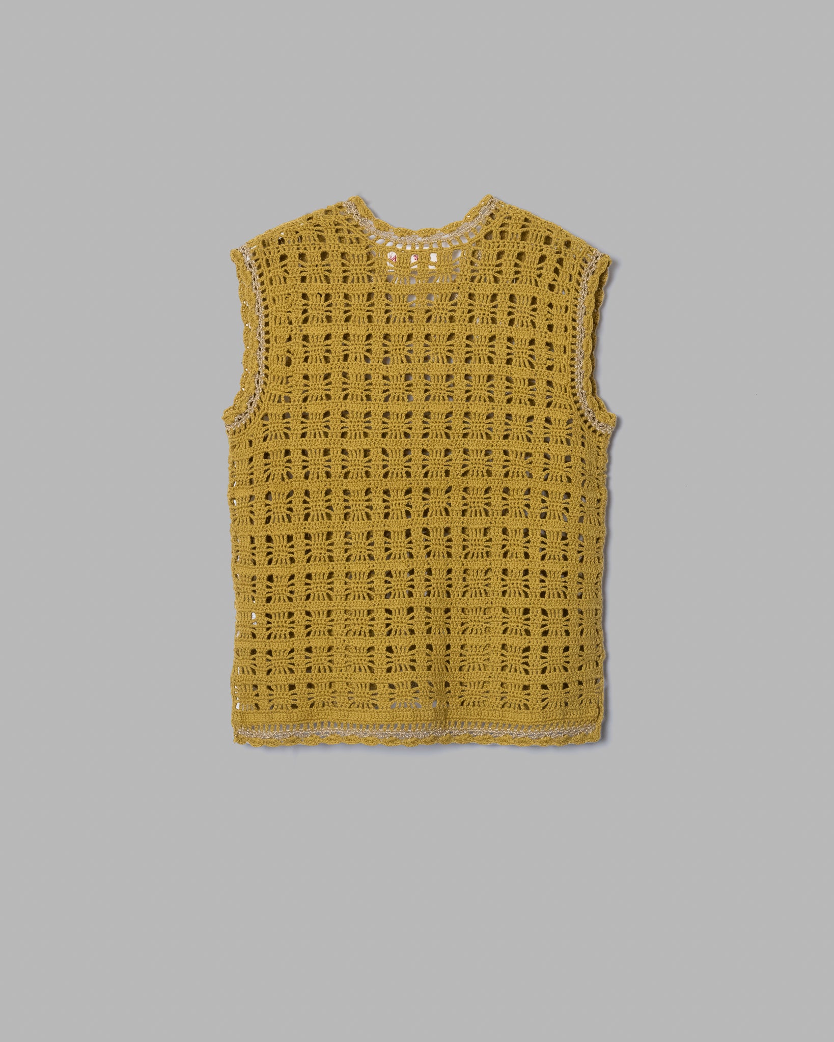 Chaleco de tejido de tejido de crochet -Mustard