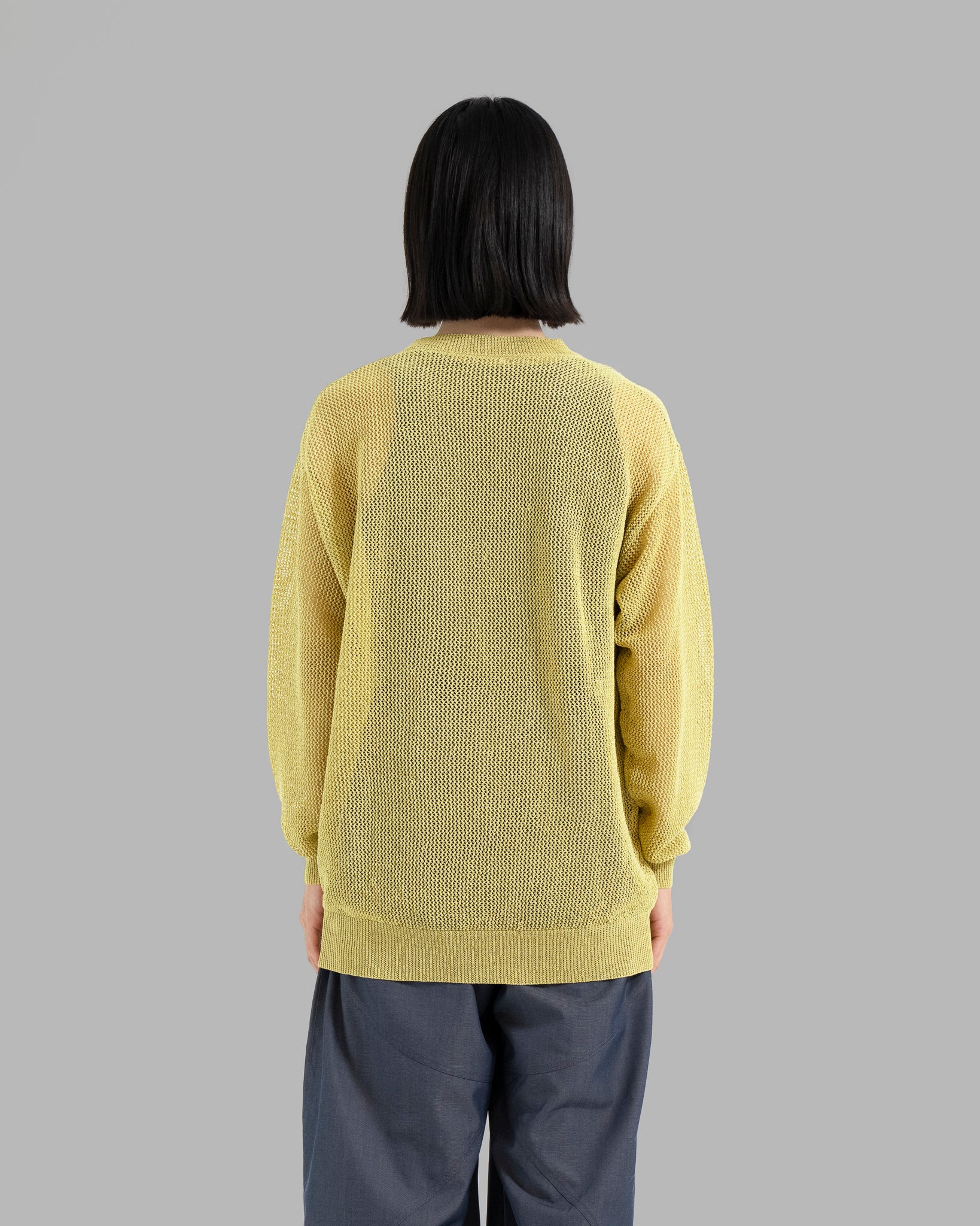 Gima Cotton Mesh Knit 풀오버 스웨터 -Smoke Yellow