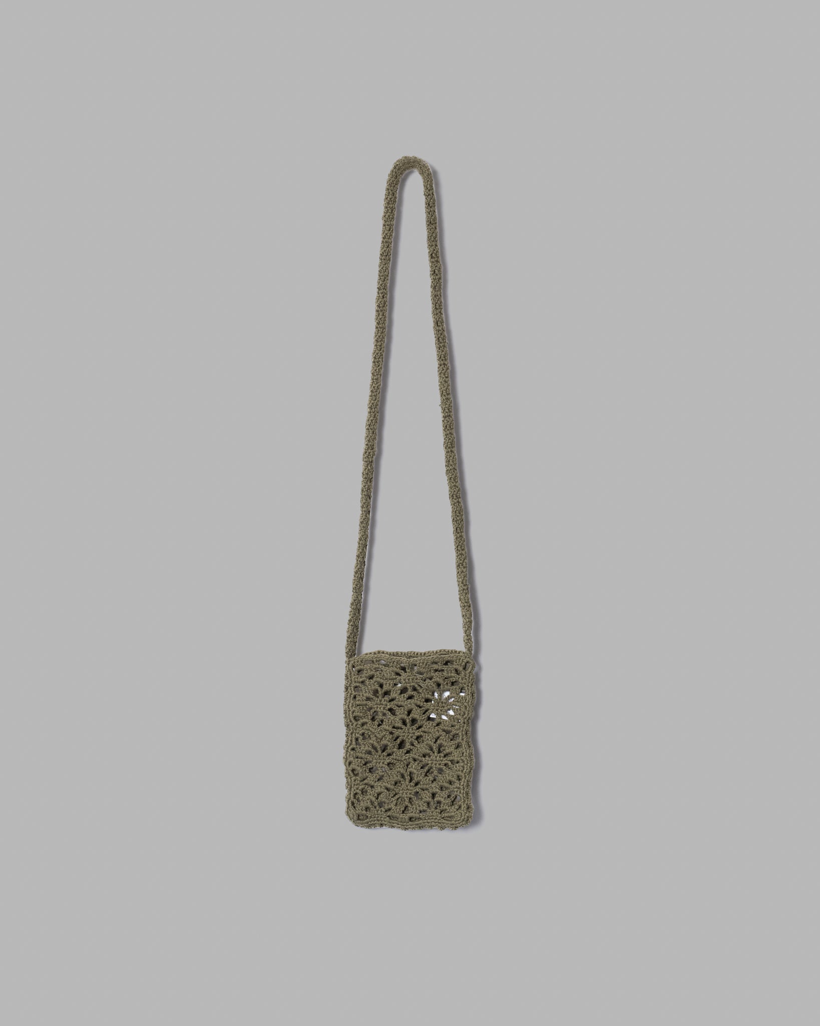 Mini bolso de punto de tejido de crochet -khaki