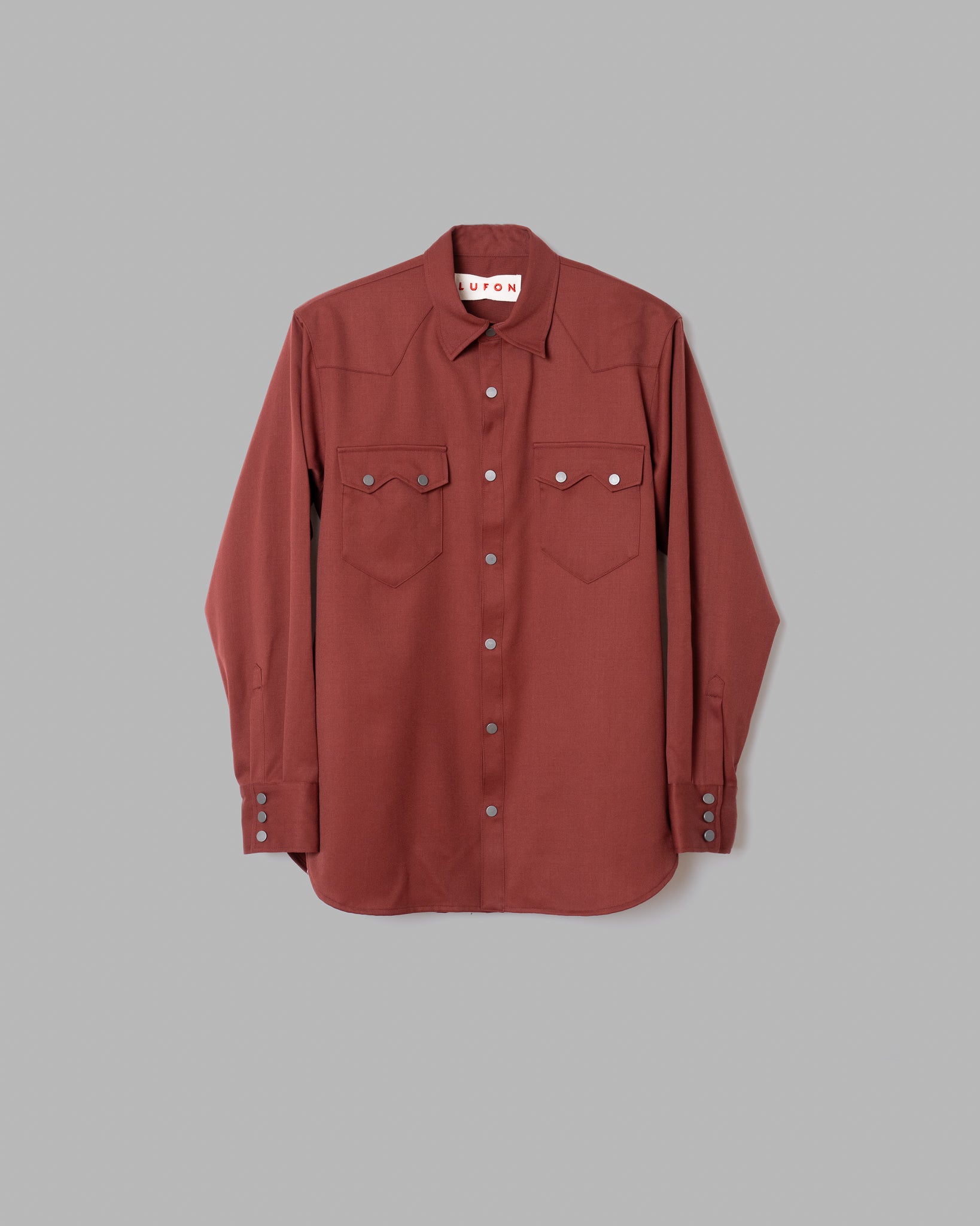 WASHABLE WOOL WESTERN SHIRTS - WINE RED