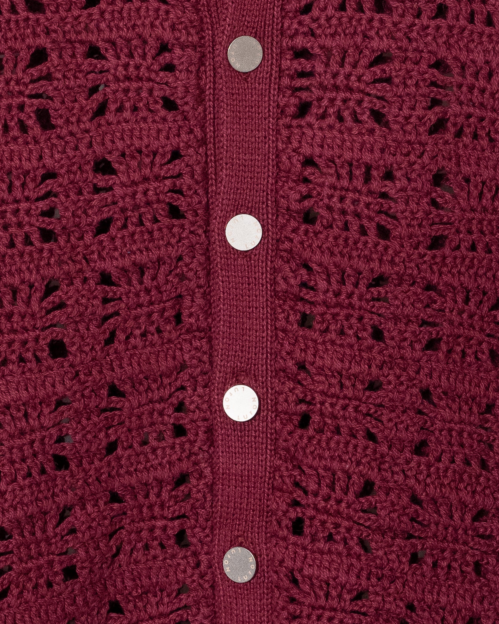 Camisas de punto de tejido de crochet -Wine rojo