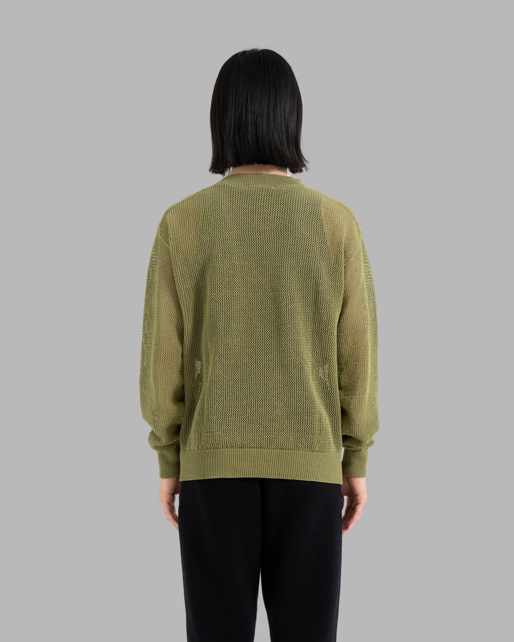 GIMA COTTON MESH KNIT PULLOVER SWEATER -GREEN