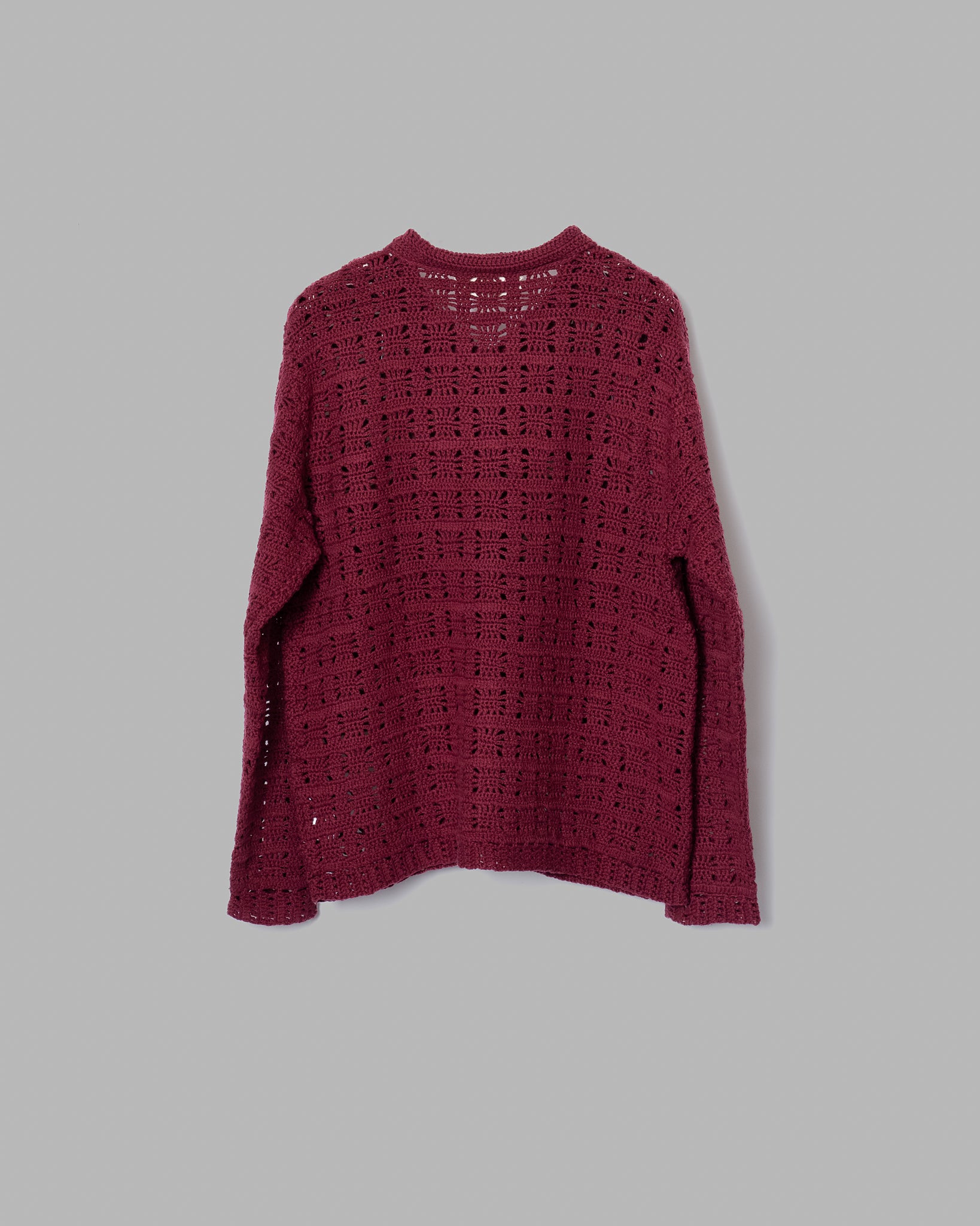 Crochet Hand Knit Shirts -Wine Red