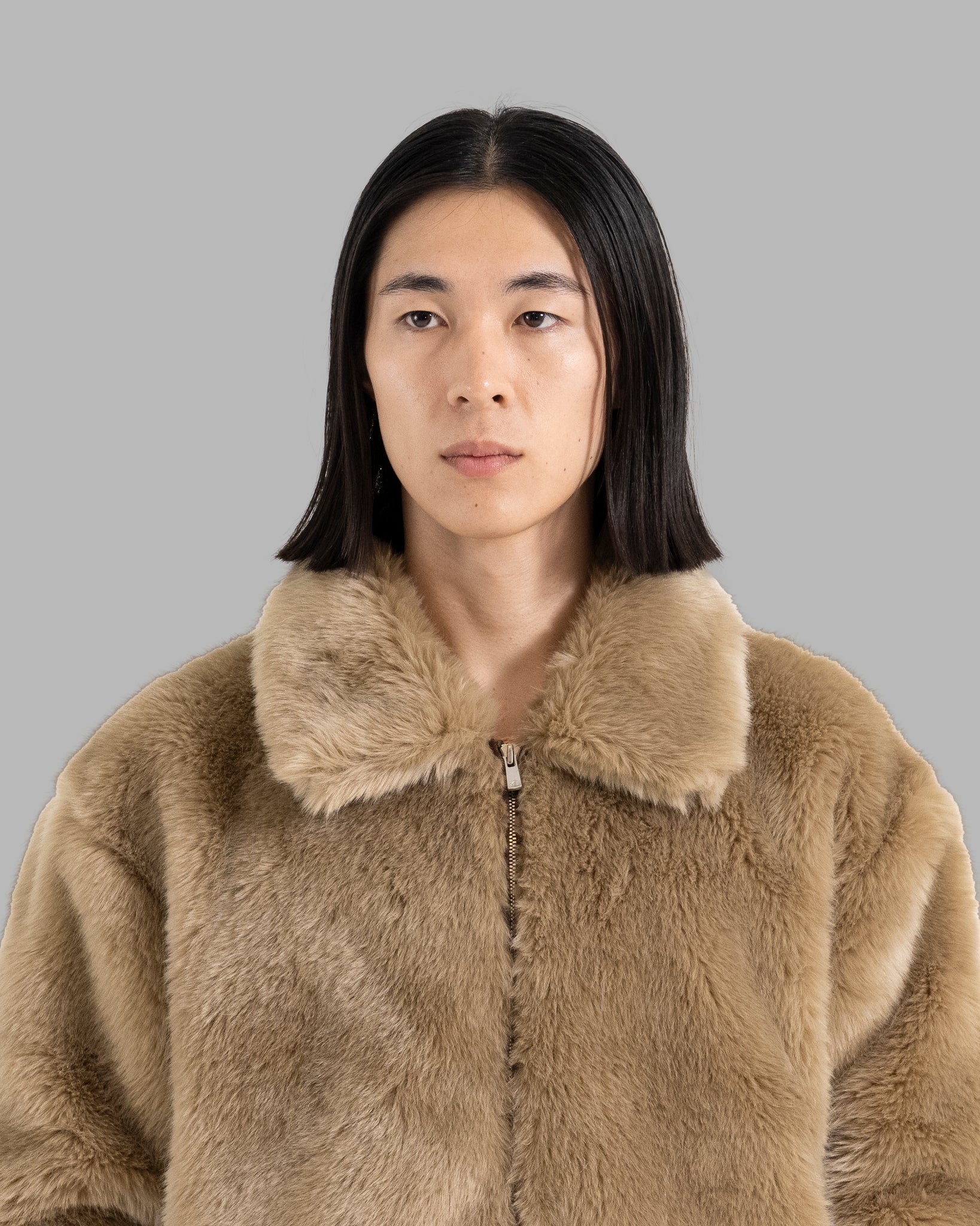 FAKE FUR JACKET - GREIGE