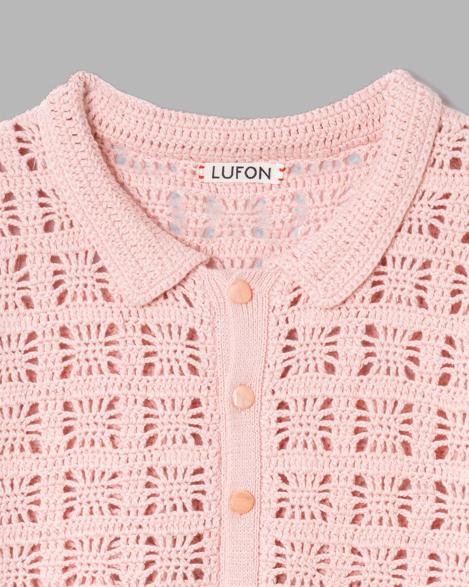 Camisas de punto de crochet -Pink