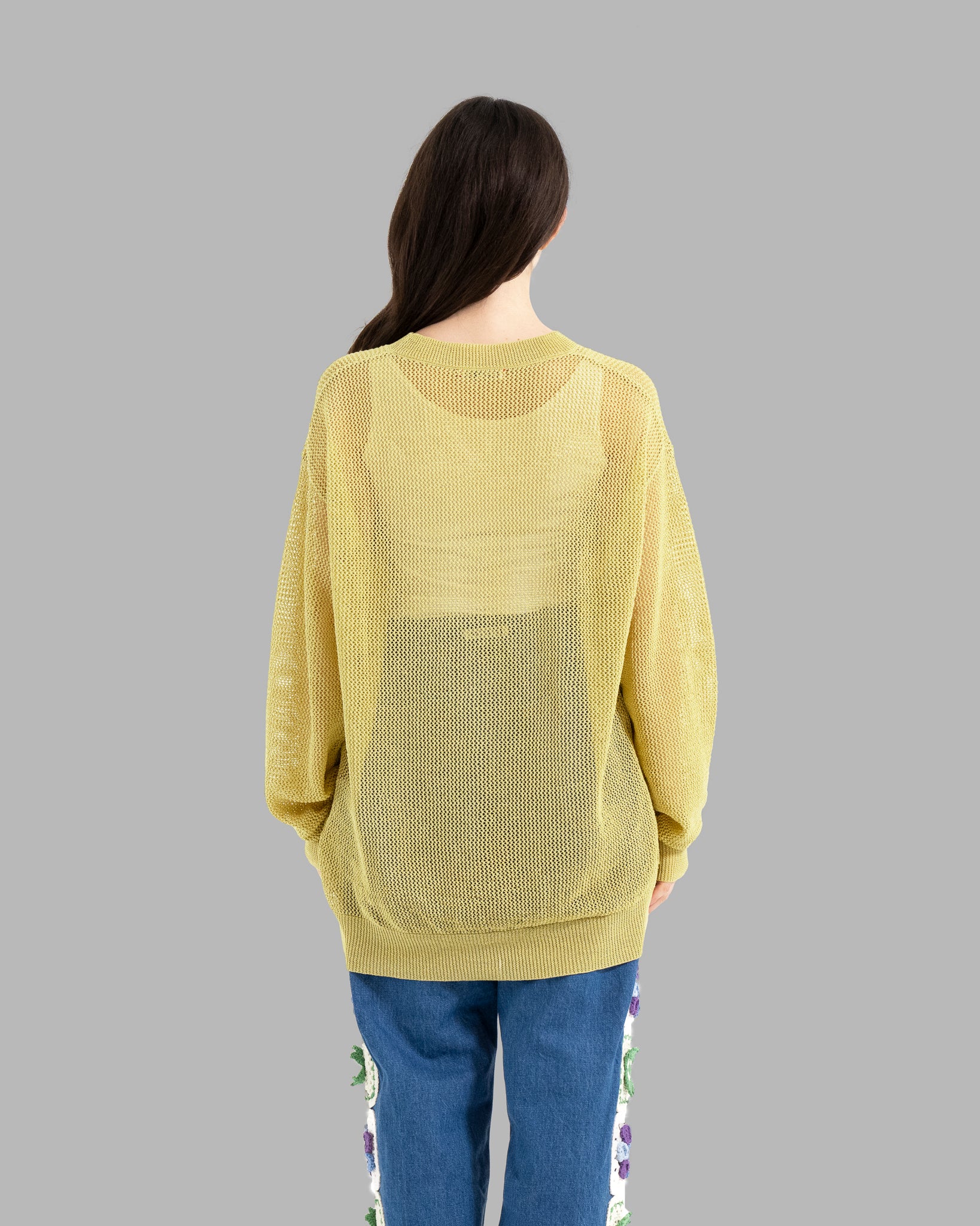 Gima Cotton Mesh Knit 풀오버 스웨터 -Smoke Yellow
