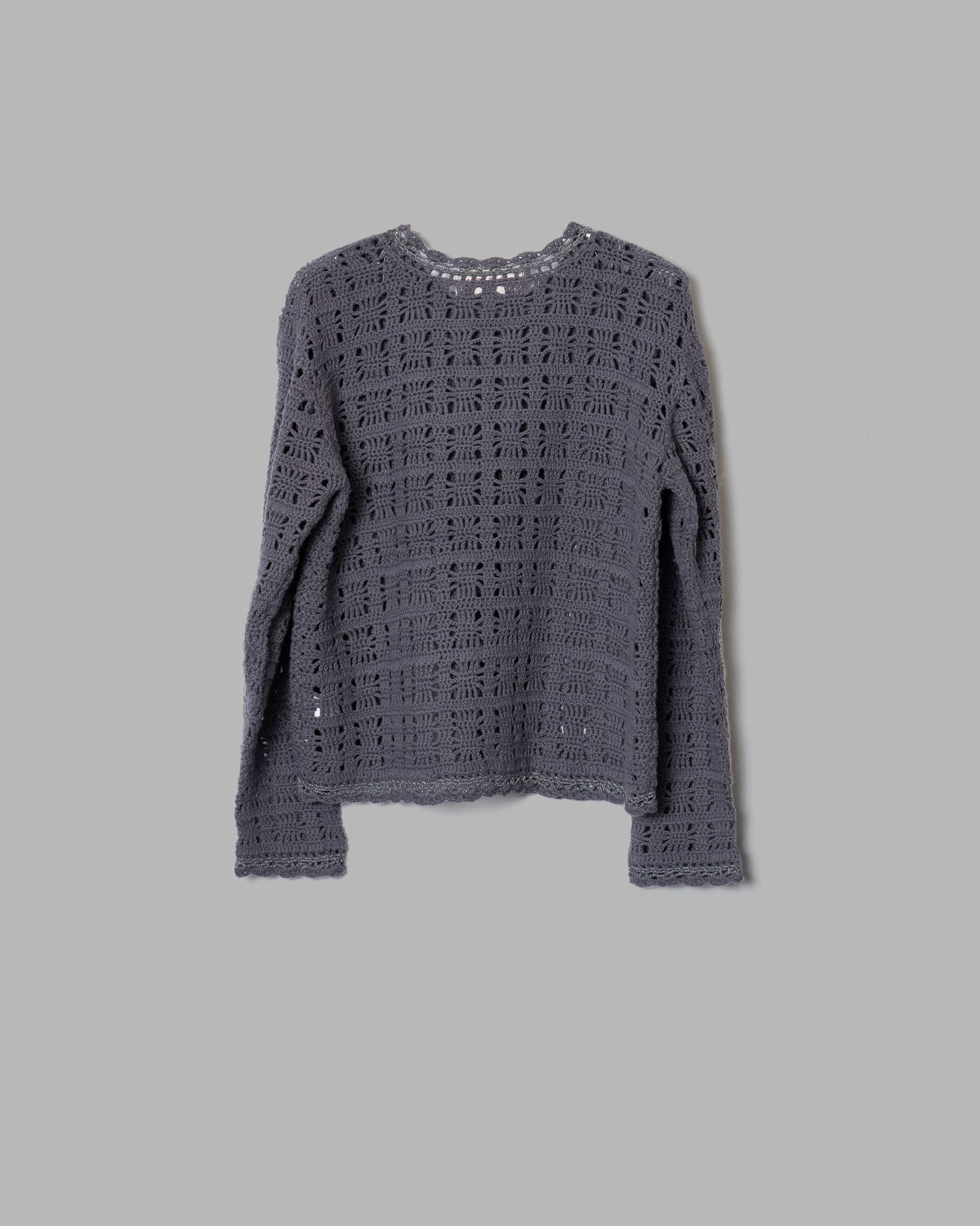 Crochet Hand Knit Pullover --charcoal