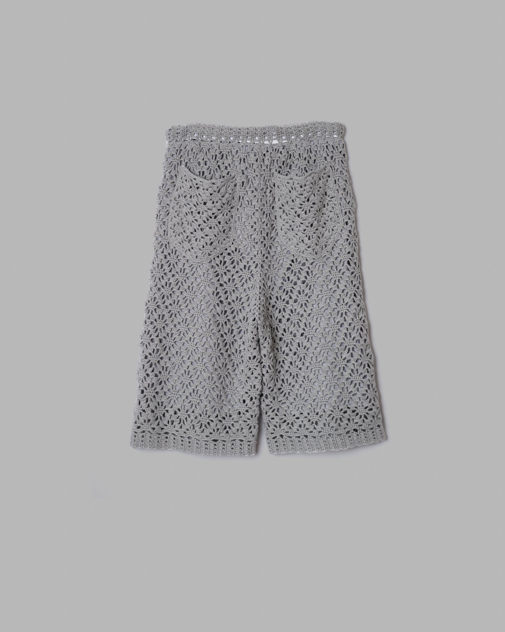 Pantalones cortos de tejido de tejido de ganchillo -gris