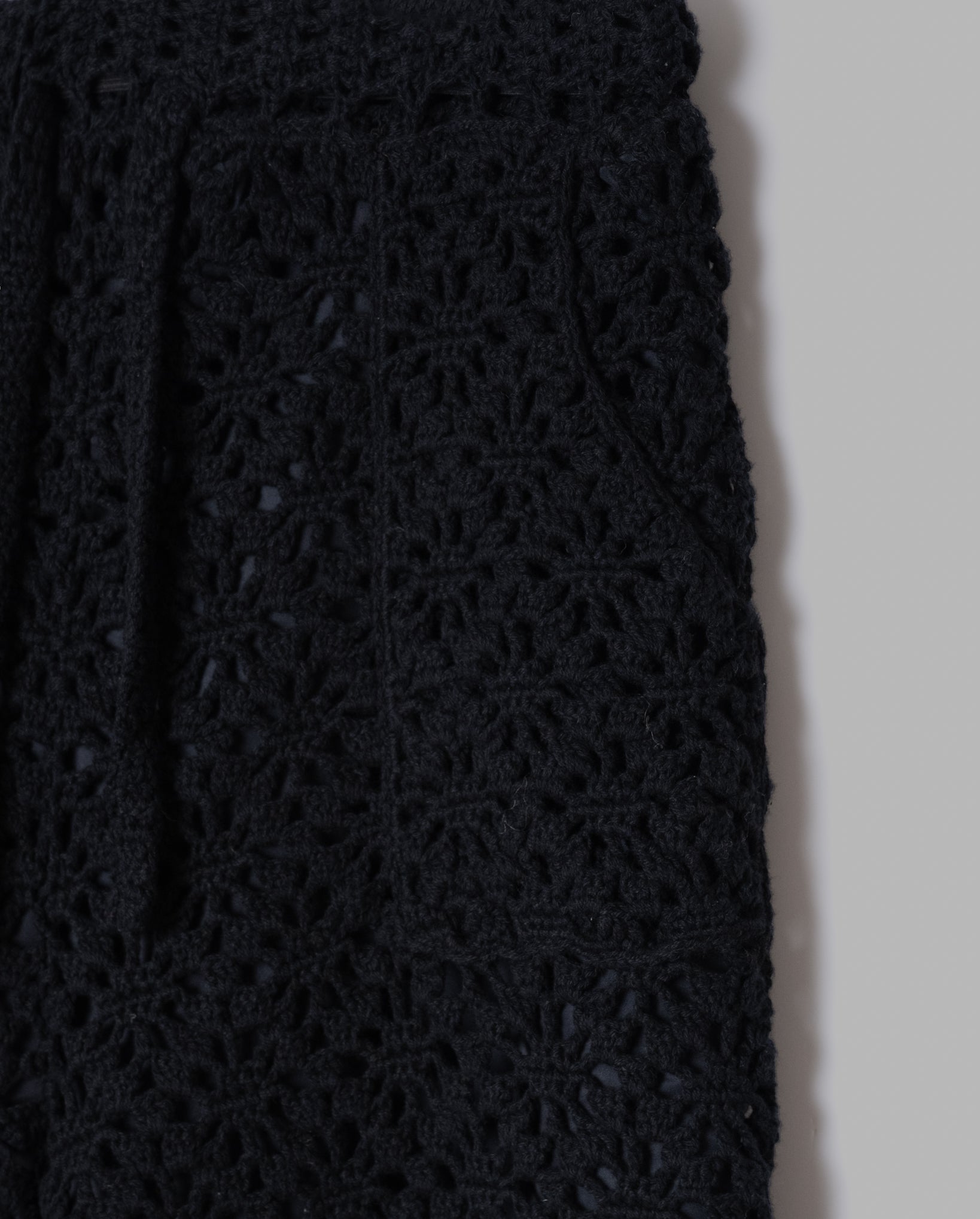 Pantalones cortos de tejido de tejido de crochet -negro