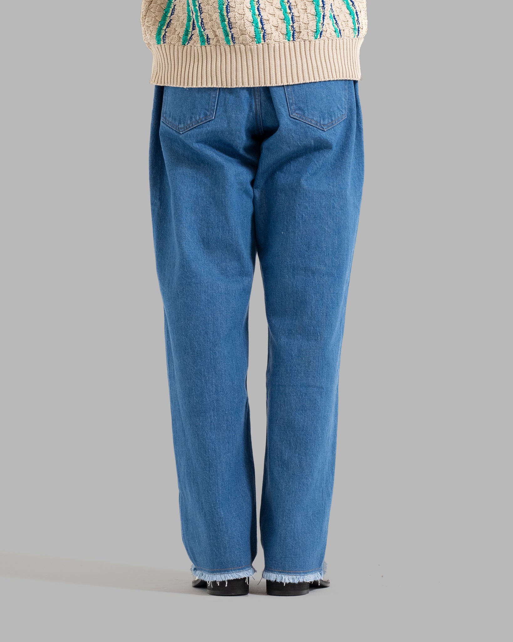 Rodillas Crochet Flower Motif Jeans anchos - Indigo