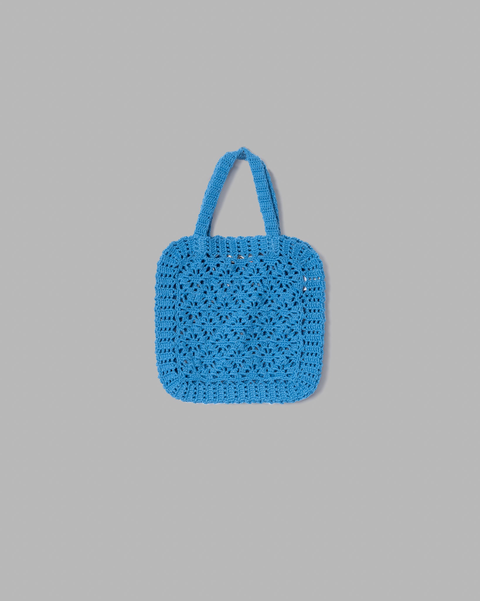 CROCHET HAND KNIT TOTE BAG - AZURE