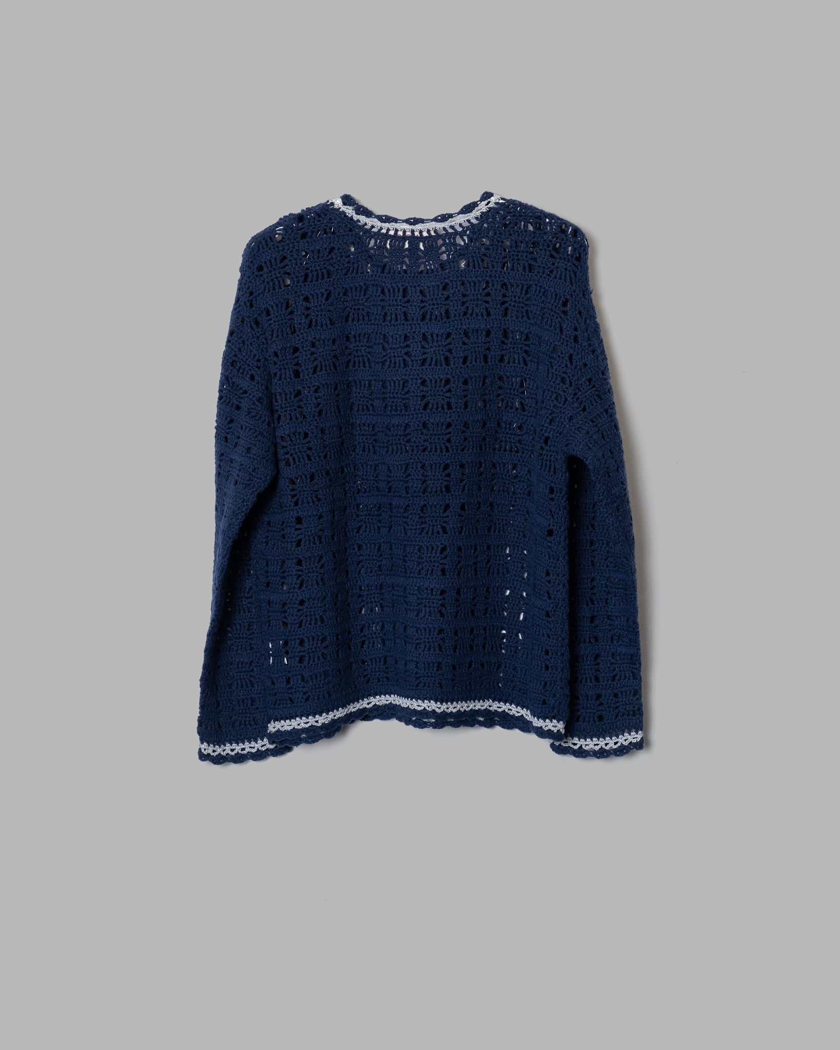 Crochet Hand Knit Pullover --navy