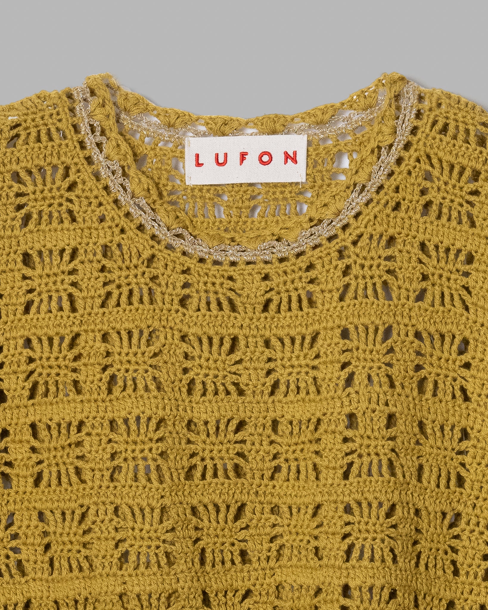 Jirón de punto de crochet -Mustard