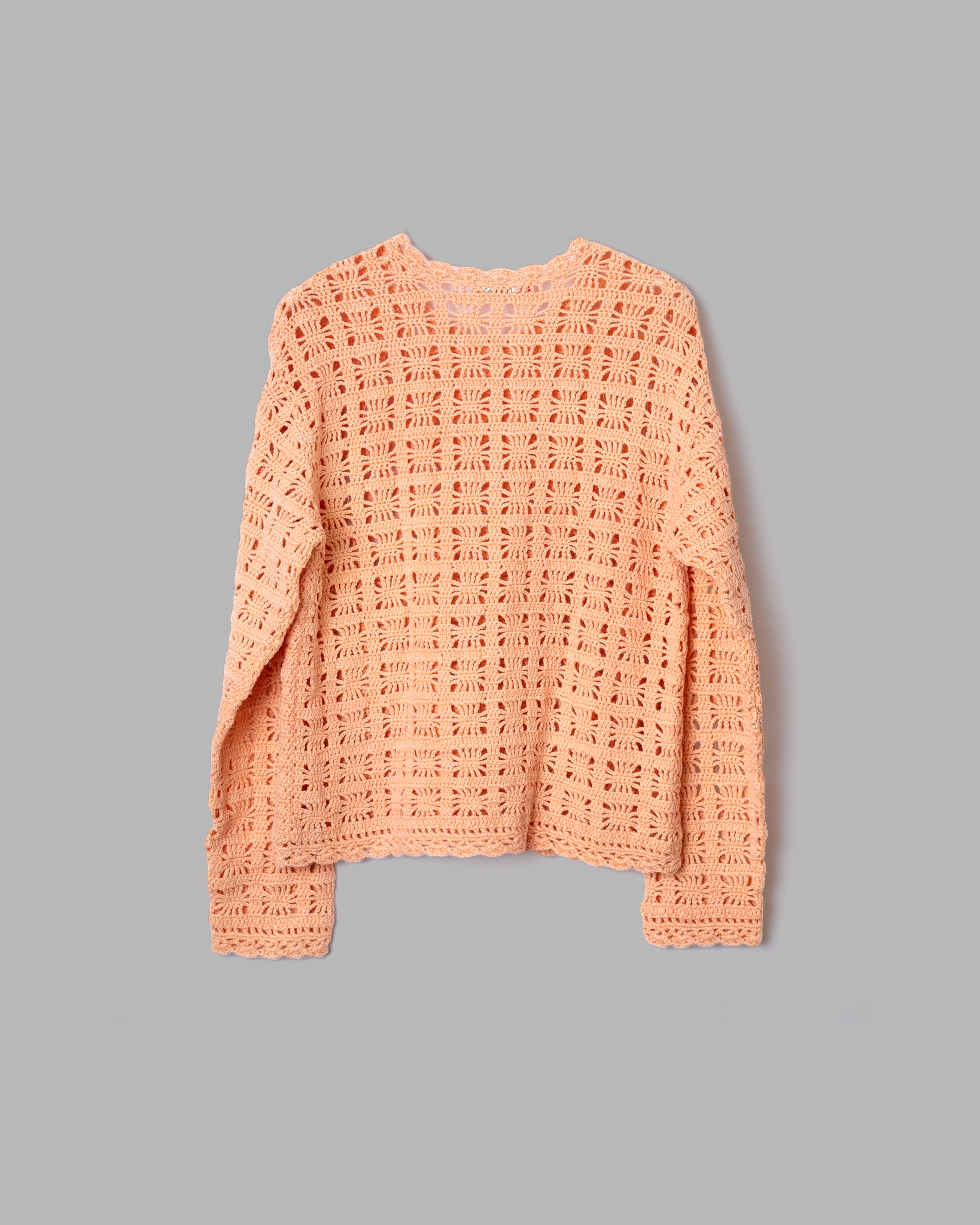 CROCHET HAND KNIT PULLOVER - PEACH STONE WASH