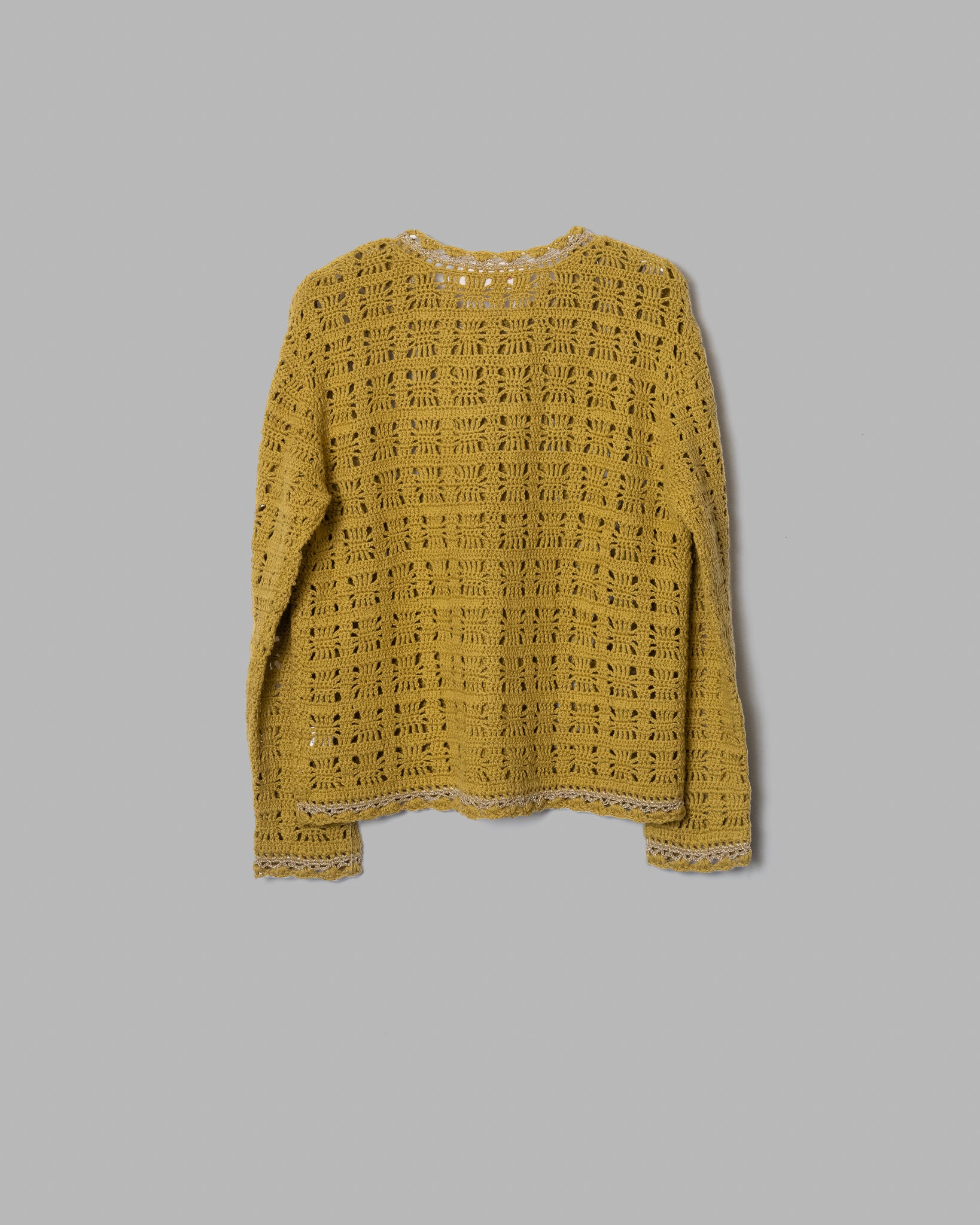 CROCHET HAND KNIT PULLOVER - MUSTARD