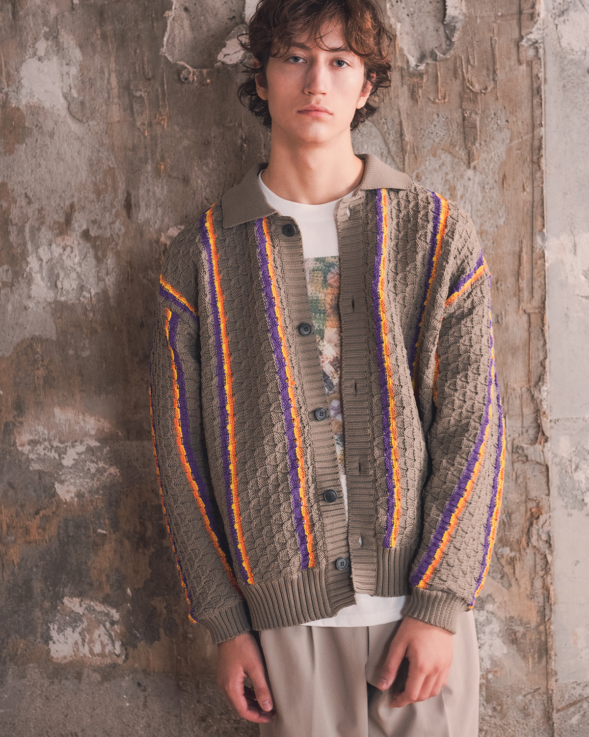 LUFON/ルフォン/LOW GAUGE KNIT STRIPE VEST-